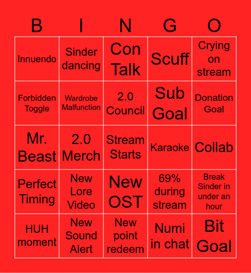 2.0 Bingo Card