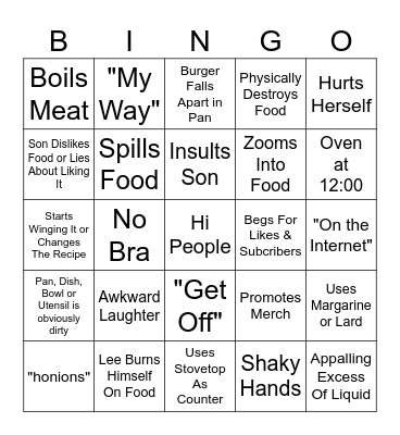 Kays Cooking Bingo! Bingo Card