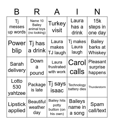 Brain bingo Card