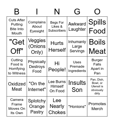 Kays Cooking Bingo (Deep Folly) Bingo Card