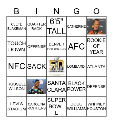 SUPERBOWL  L Bingo Card