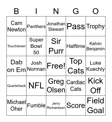 Panthers Bingo Card