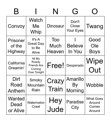 Anna's 16th Birthday Music Bingo Card