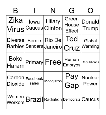 Current Events Bingo Card