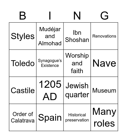 Spain Toledo Activity Bingo Card