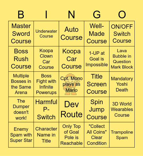 Super Mario Maker 2 Bingo Card