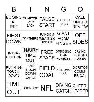 SUPER BOWL BINGO Card