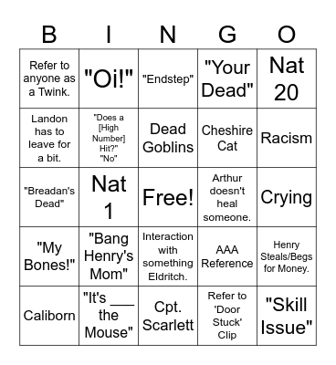 DnD Bingo 3 Bingo Card