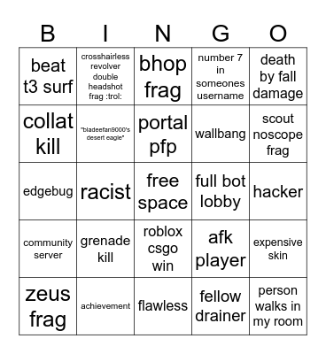 csgo bingo Card