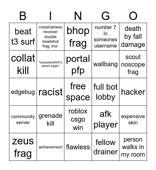 csgo bingo Card