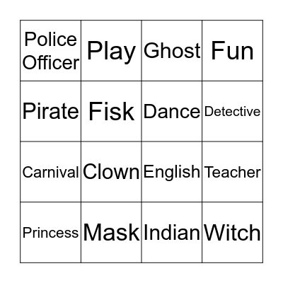 Carnival Bingo Card