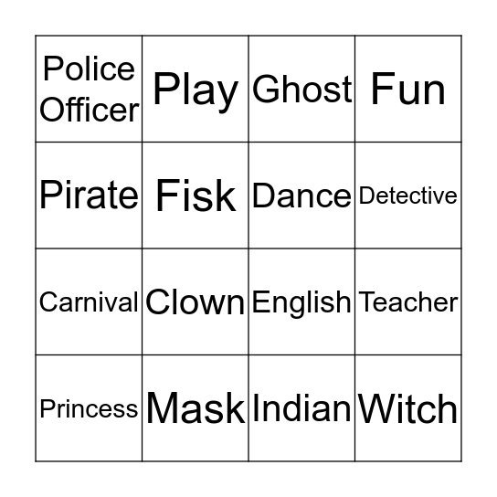 Carnival Bingo Card