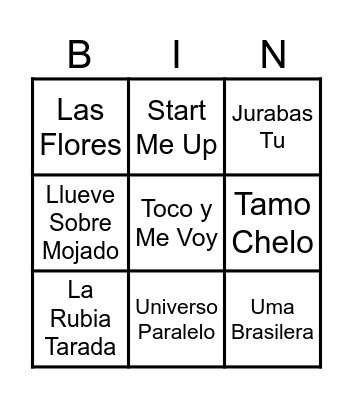 Bingo musical Bingo Card