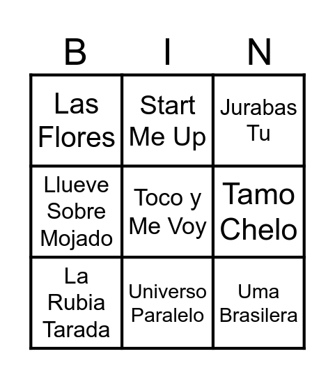 Bingo musical Bingo Card