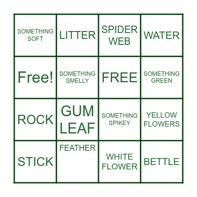 SACRED HEART COLLEGE NATURE BINGO Card