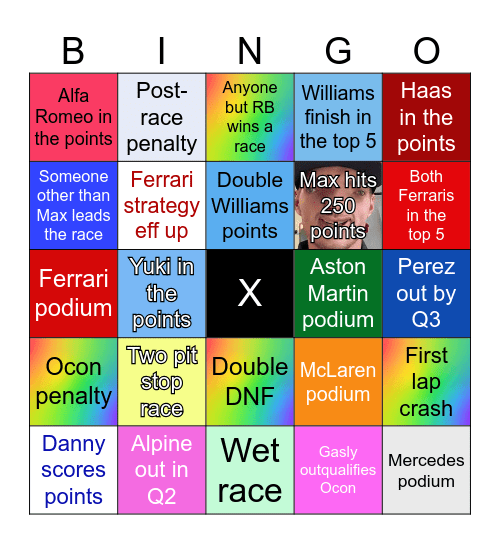 F1!!!!!! Bingo Card