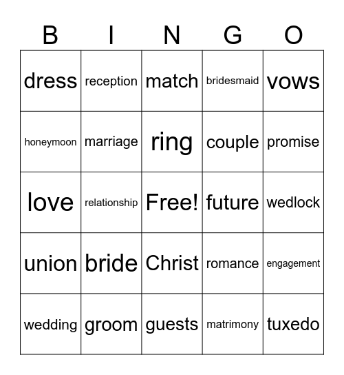 Pastor Antonia Bridal Shower Bingo Card