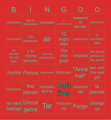 Movie bingo! Bingo Card