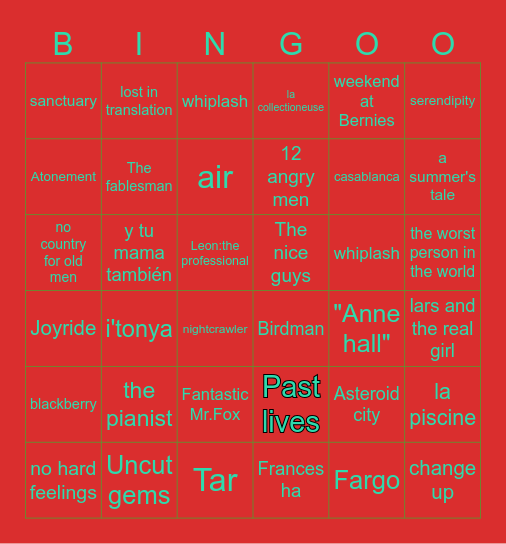 Movie bingo! Bingo Card
