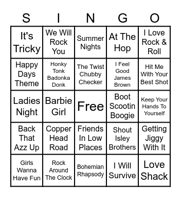 Leslie's Sports Bar Singo Bingo Card