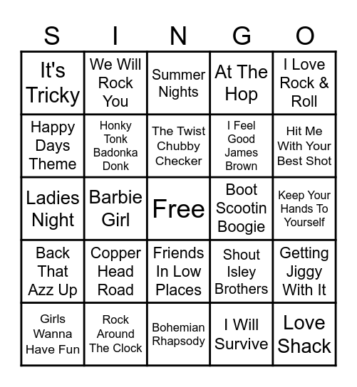 Leslie's Sports Bar Singo Bingo Card