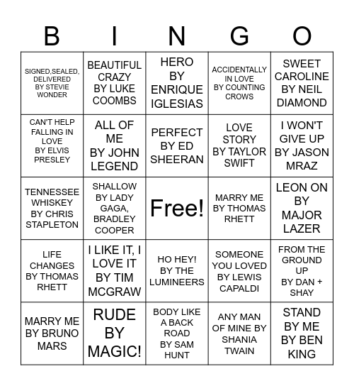 MORROW MUSIC BINGO Card