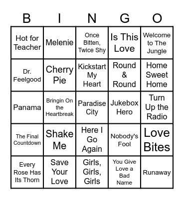 Cool Hair, Dude Bingo Card