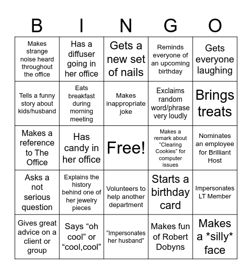 Gretchen Bingo Card