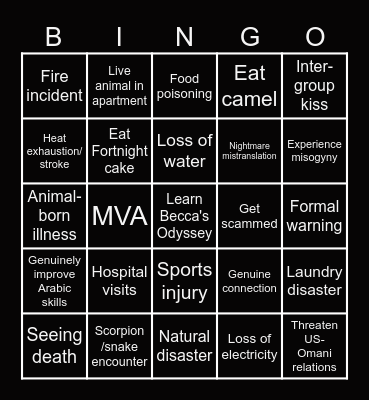 Nizwa Special Bingo Card