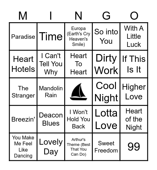 Yacht Rock 4 Bingo Card