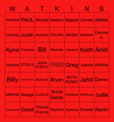 WE ARE FAMILY Bingo Card