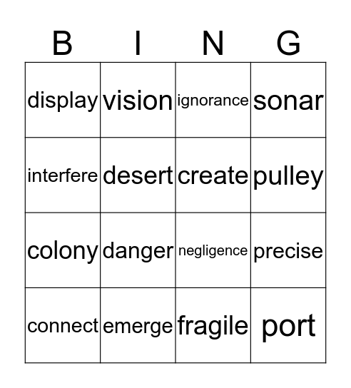 Language Live Unit 1&2 Bingo Card