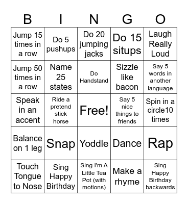 I Can Bingo Card