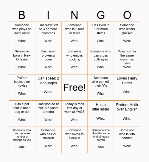 Burmaster Leadership Bingo Card