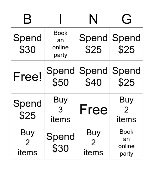 Diana's Tupperware Bingo Party Bingo Card