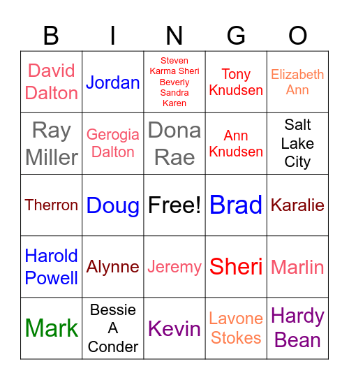 Powell Family Bingo Card
