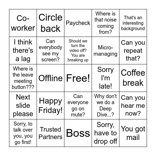 ICT Bingo Card