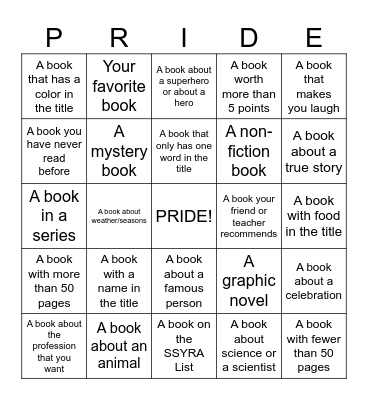 PGES Library Bingo Card