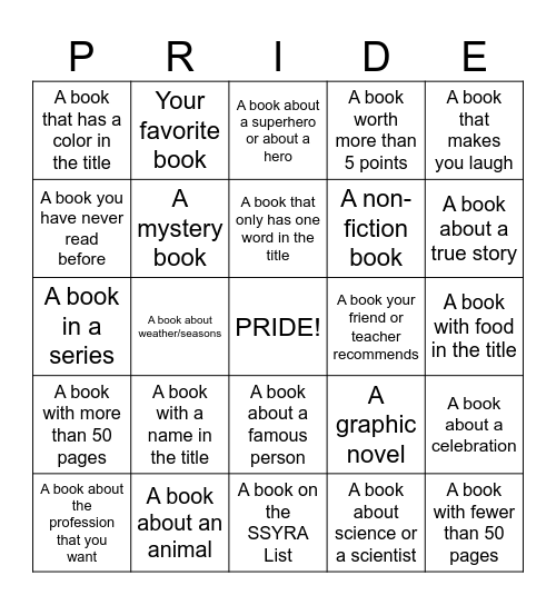 PGES Library Bingo Card