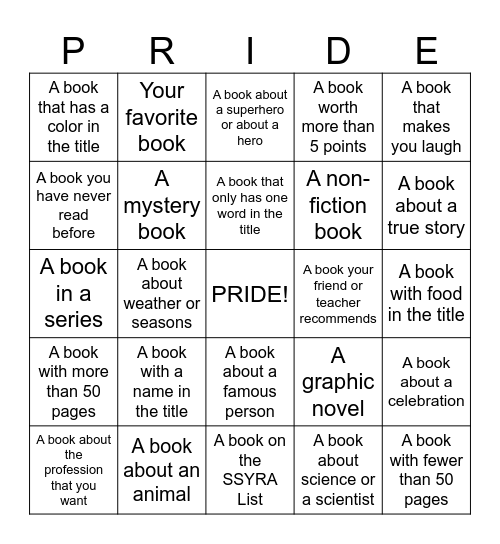 PGES Library Bingo Card
