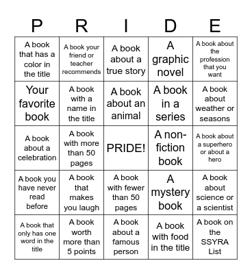 PGES Library Bingo Card