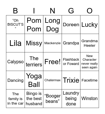 Bluey Bingo Card