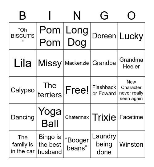 Bluey Bingo Card