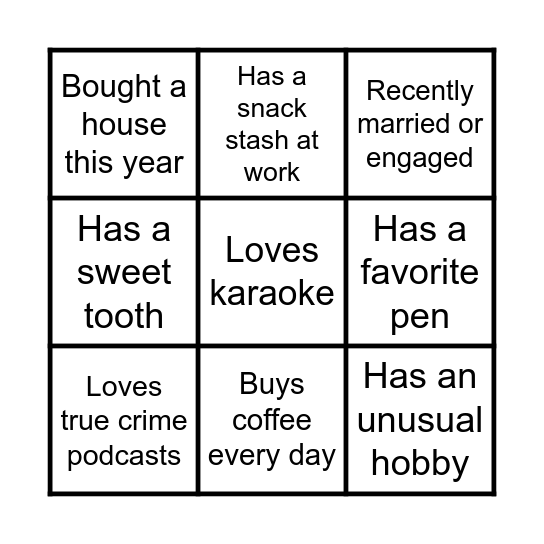 Team 4 Bingo Card