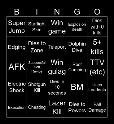 Big Puffer Warzone Bingo Card