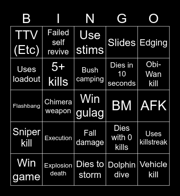 Warzone 2.0 bingo (Credits to: Big Puffer) Bingo Card