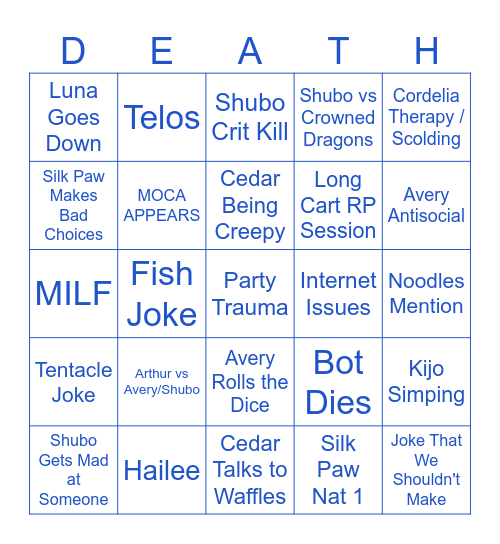 Numinhurst Bingo Card