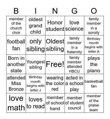 Let's get acquainted  Bingo Card