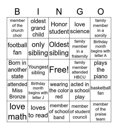 Let's get acquainted  Bingo Card