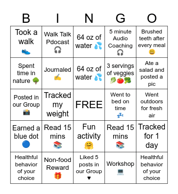 *COACH MICHELLE B'S BINGO* Bingo Card